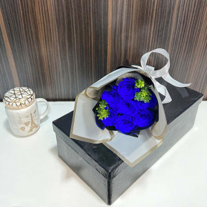 Elegant Preserved Blue Flower Bouquet